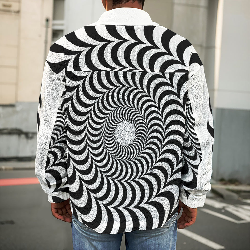 Black And White Circle Illusion Print Men's Shirt Jacket