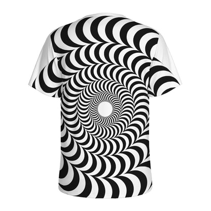 Black And White Circle Illusion Print Men's Sports T-Shirt