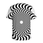 Black And White Circle Illusion Print Men's Sports T-Shirt