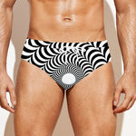 Black And White Circle Illusion Print Men's Swim Briefs