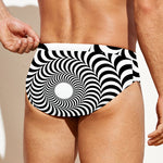 Black And White Circle Illusion Print Men's Swim Briefs