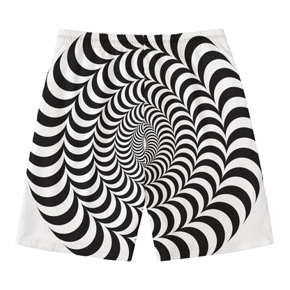 Black And White Circle Illusion Print Men's Swim Trunks