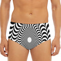 Black And White Circle Illusion Print Men's Triangle Swim Briefs