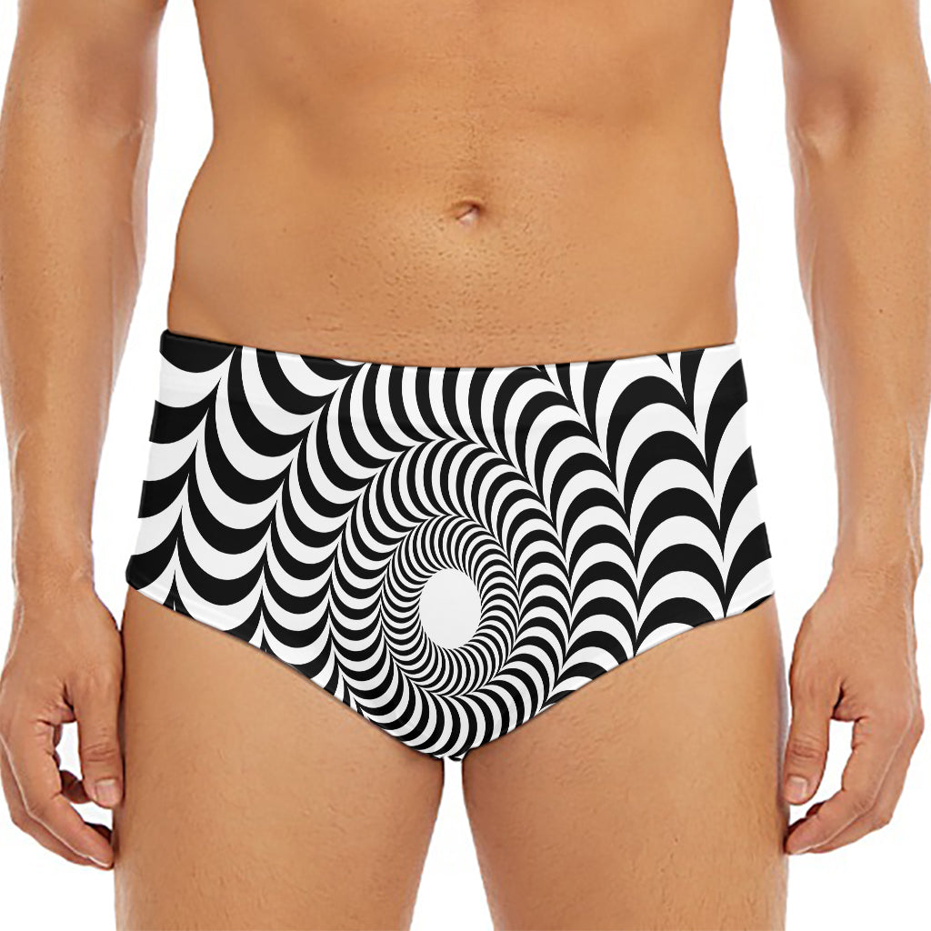 Black And White Circle Illusion Print Men's Triangle Swim Briefs