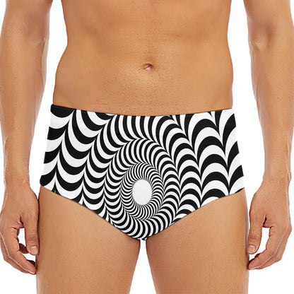 Black And White Circle Illusion Print Men's Triangle Swim Briefs