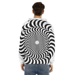 Black And White Circle Illusion Print Men's Velvet Pullover Hoodie