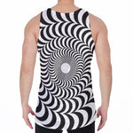 Black And White Circle Illusion Print Men's Velvet Tank Top