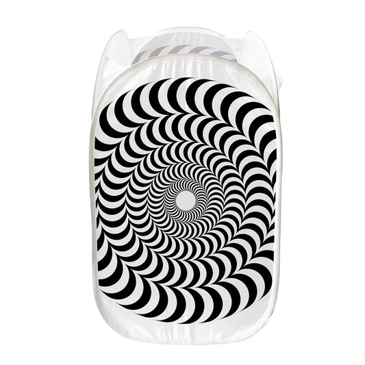 Black And White Circle Illusion Print Mesh Laundry Hamper