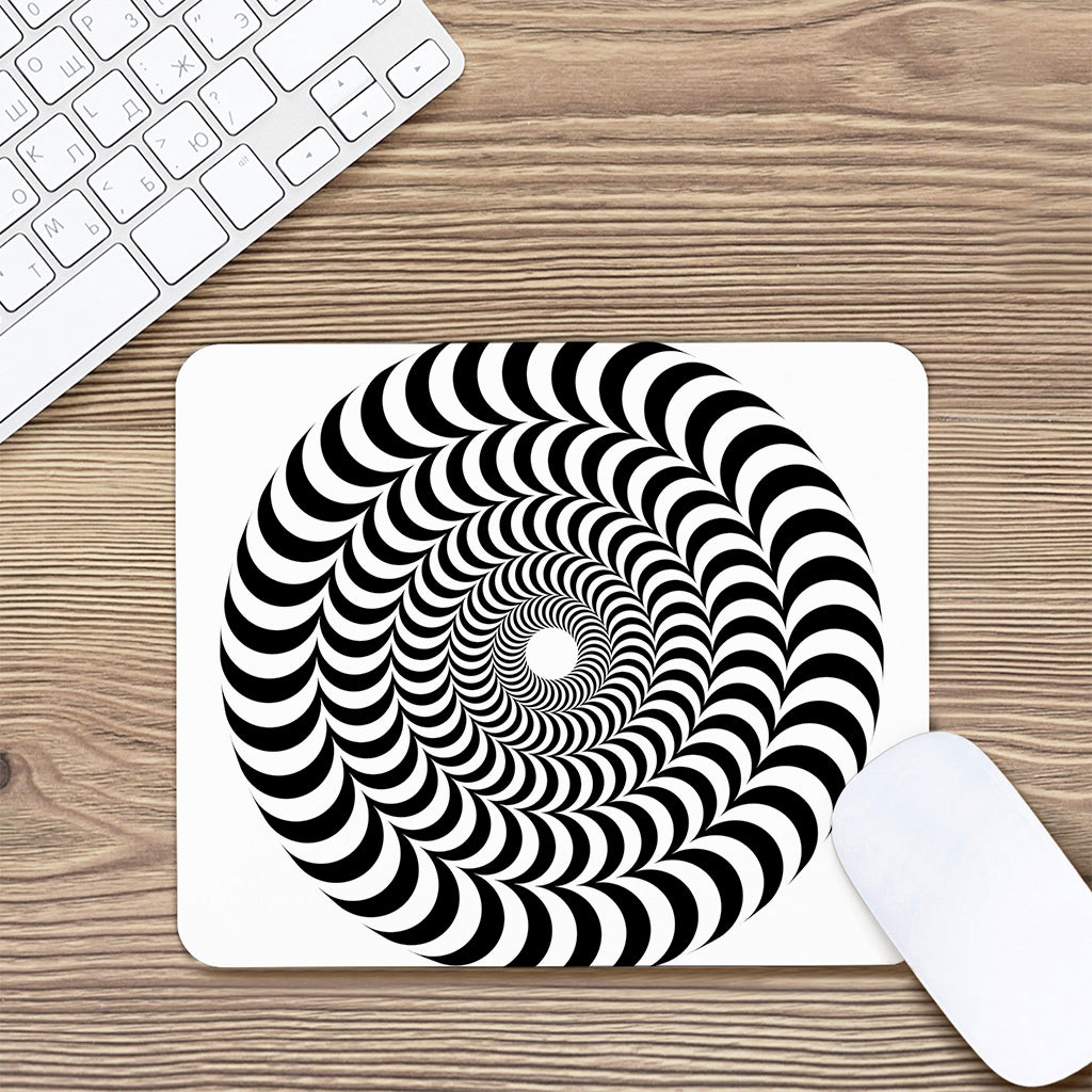 Black And White Circle Illusion Print Mouse Pad