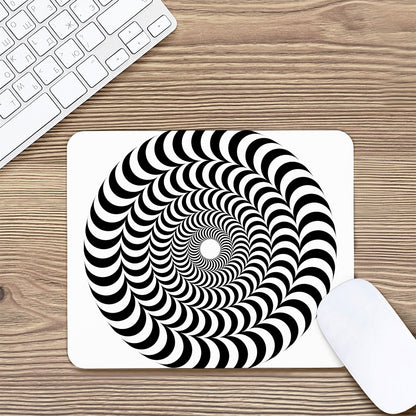 Black And White Circle Illusion Print Mouse Pad