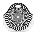 Black And White Circle Illusion Print Neoprene Lunch Bag