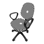Black And White Circle Illusion Print Office Chair Cover