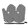 Black And White Circle Illusion Print Oven Mitts