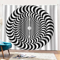 Black And White Circle Illusion Print Pencil Pleat Curtains