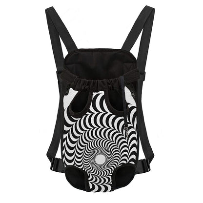 Black And White Circle Illusion Print Pet Carrier Backpack
