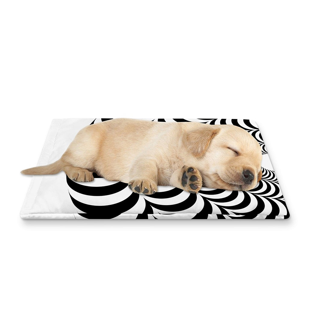 Black And White Circle Illusion Print Pet Cooling Mat Cover