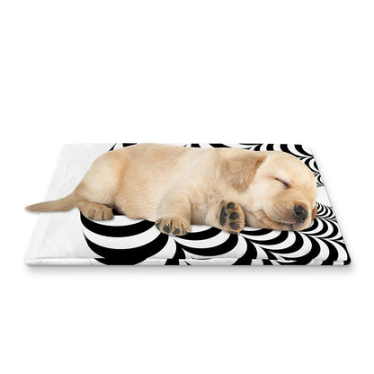 Black And White Circle Illusion Print Pet Cooling Mat Cover