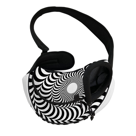 Black And White Circle Illusion Print Pet Sling Carrier