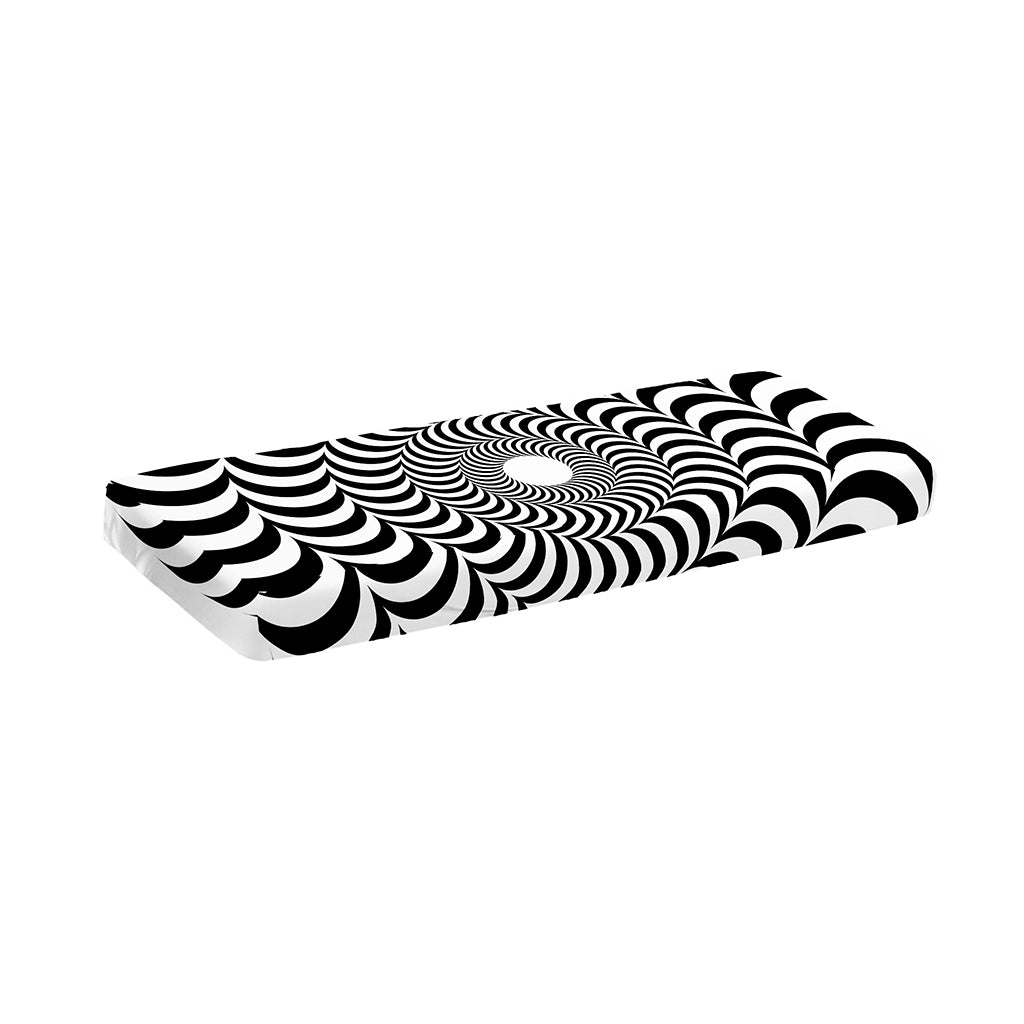 Black And White Circle Illusion Print Piano Keyboard Cover