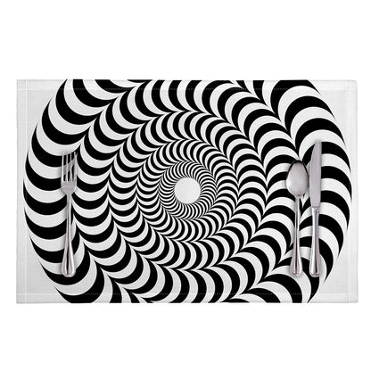 Black And White Circle Illusion Print Placemat