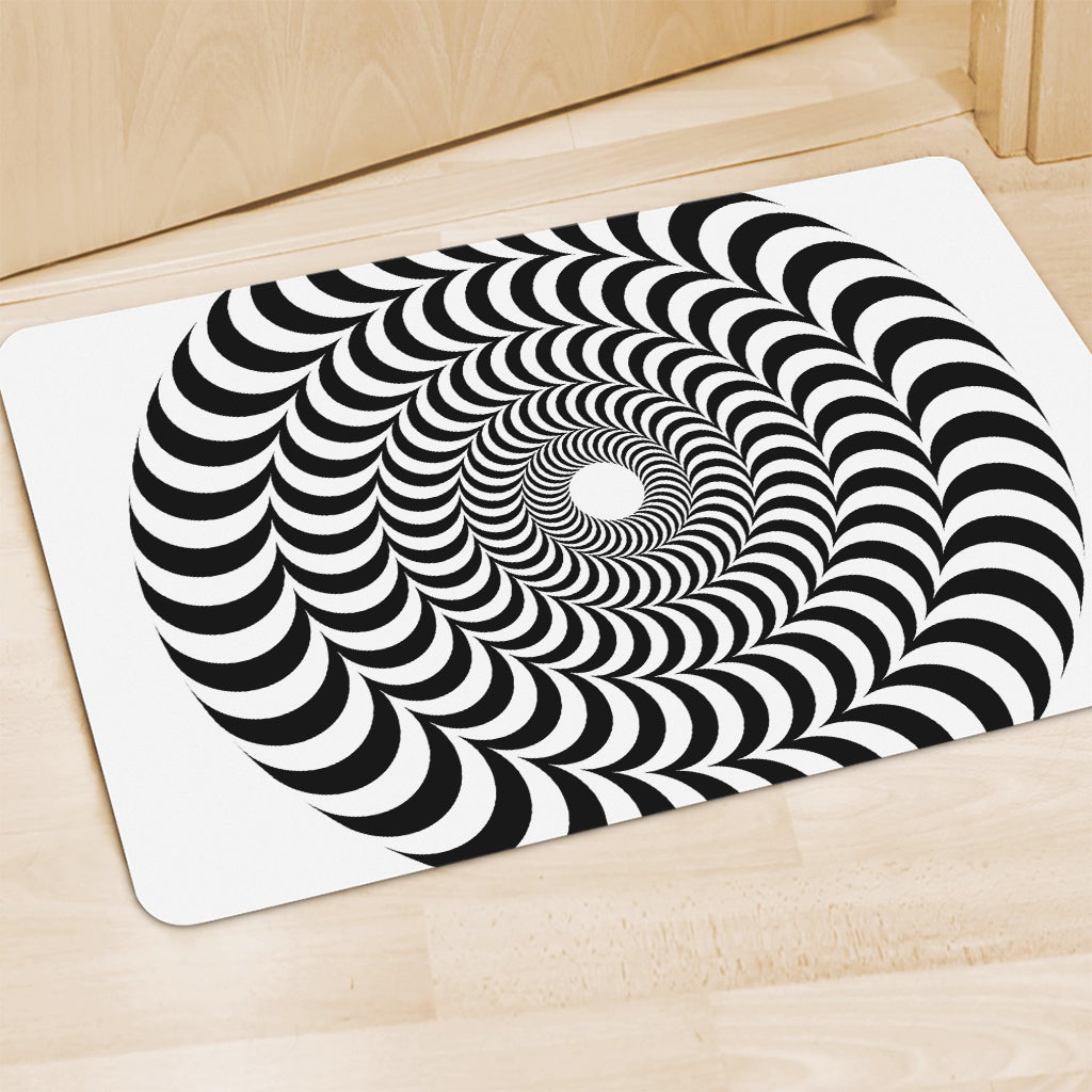 Black And White Circle Illusion Print Polyester Doormat