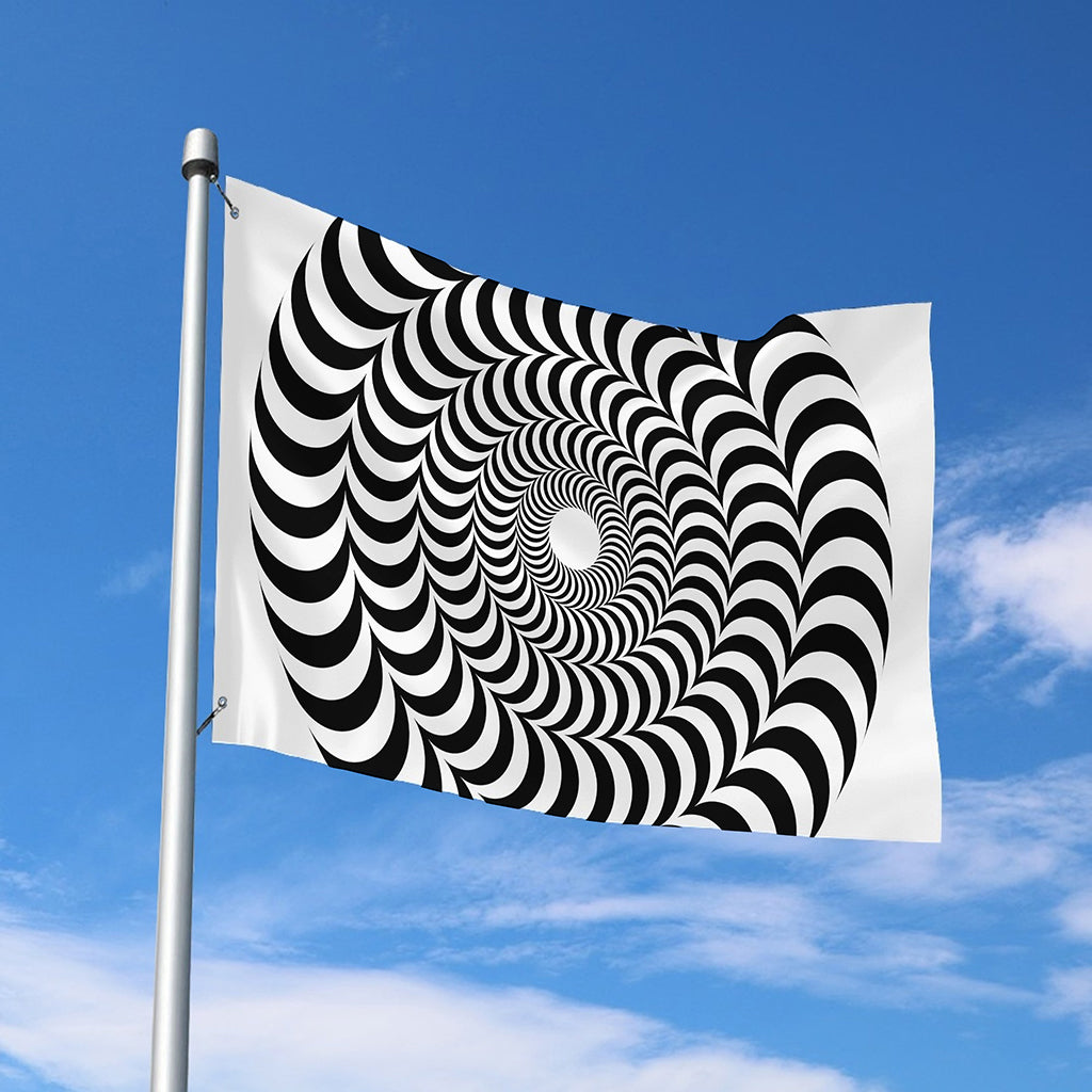 Black And White Circle Illusion Print Polyester Flag