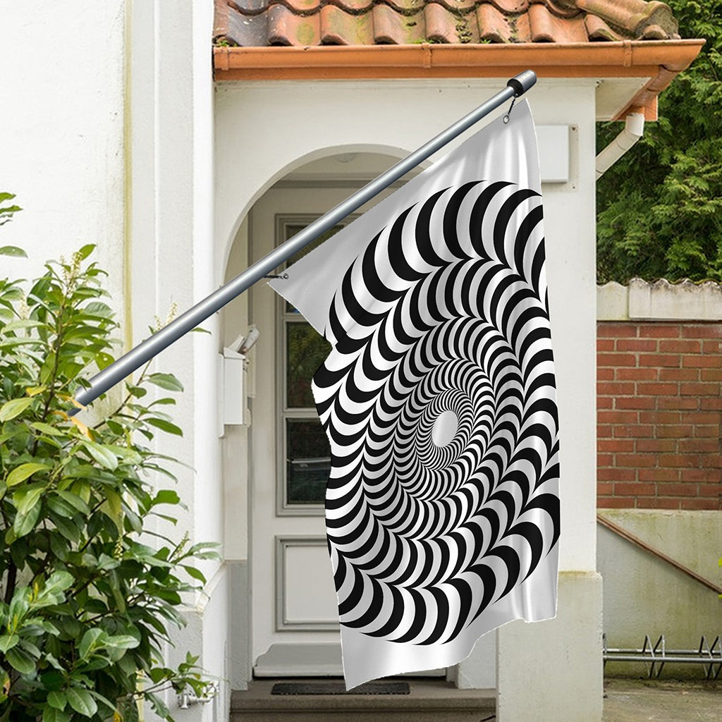 Black And White Circle Illusion Print Polyester Flag