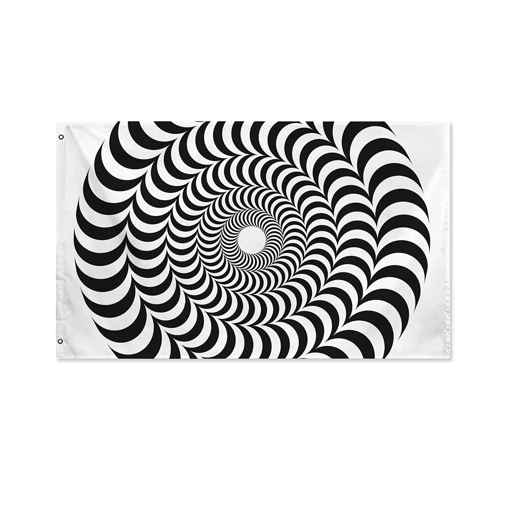 Black And White Circle Illusion Print Polyester Flag