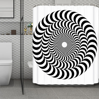 Black And White Circle Illusion Print Polyester Shower Curtain