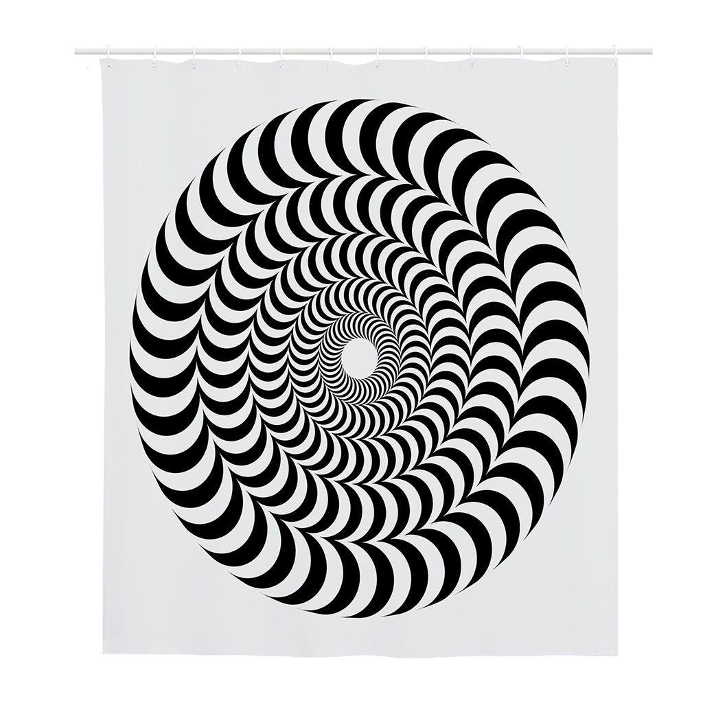 Black And White Circle Illusion Print Polyester Shower Curtain