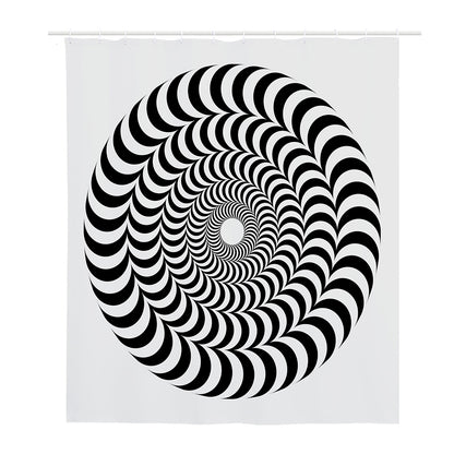 Black And White Circle Illusion Print Polyester Shower Curtain
