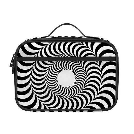 Black And White Circle Illusion Print Portable Lunch Bag