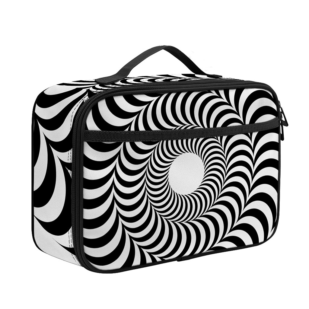 Black And White Circle Illusion Print Portable Lunch Bag