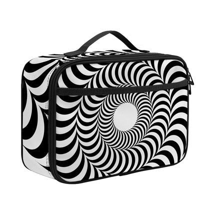 Black And White Circle Illusion Print Portable Lunch Bag
