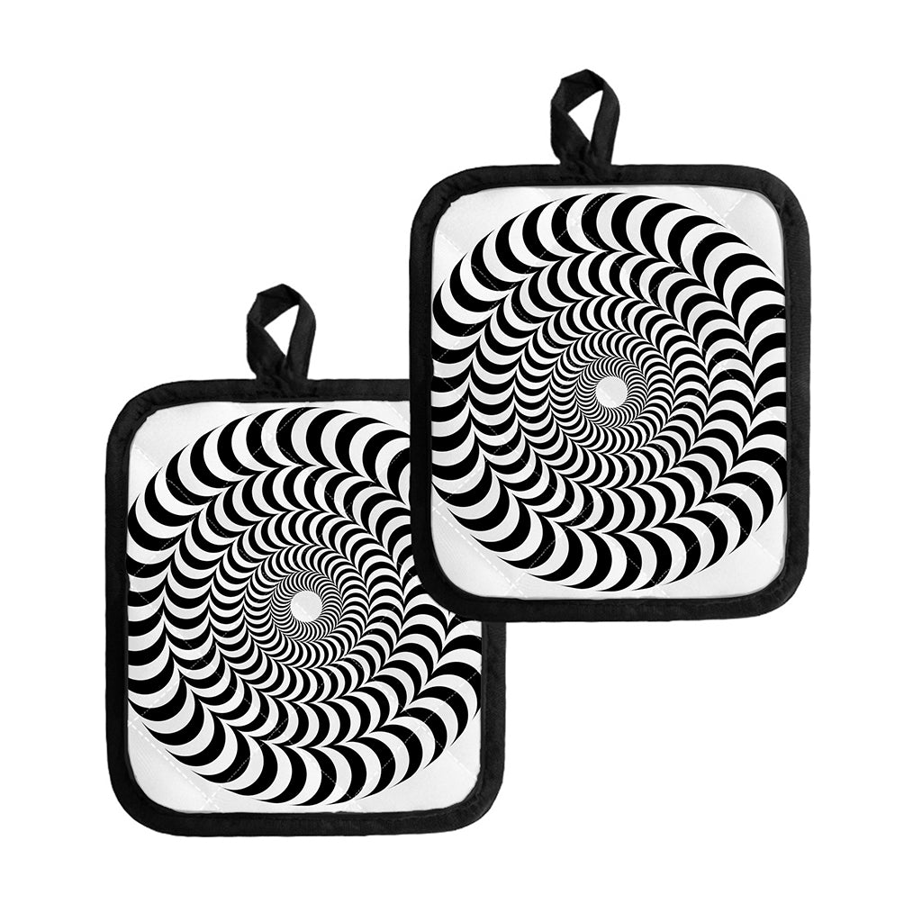 Black And White Circle Illusion Print Pot Holders