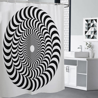 Black And White Circle Illusion Print Premium Shower Curtain