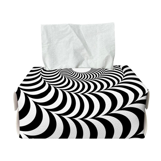 Black And White Circle Illusion Print Rectangle Tissue Box Cover