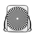 Black And White Circle Illusion Print Rectangular Crossbody Bag
