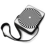 Black And White Circle Illusion Print Rectangular Crossbody Bag