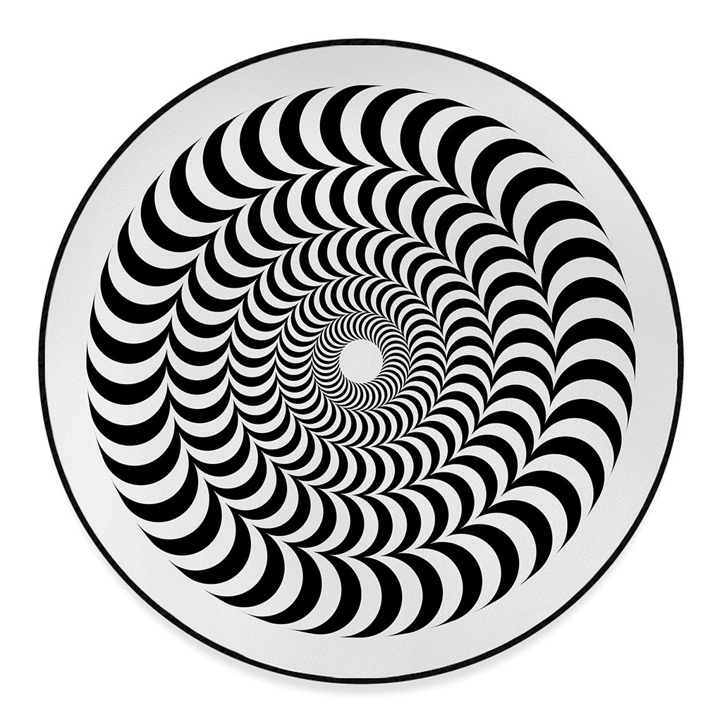Black And White Circle Illusion Print Round Floor Mat
