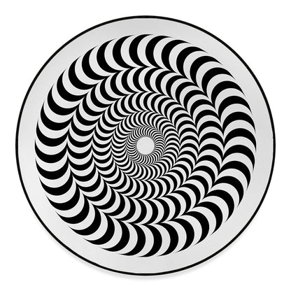 Black And White Circle Illusion Print Round Floor Mat