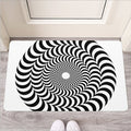 Black And White Circle Illusion Print Rubber Doormat
