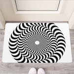 Black And White Circle Illusion Print Rubber Doormat