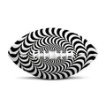 Black And White Circle Illusion Print Rugby Ball