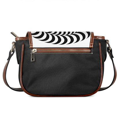 Black And White Circle Illusion Print Saddle Bag