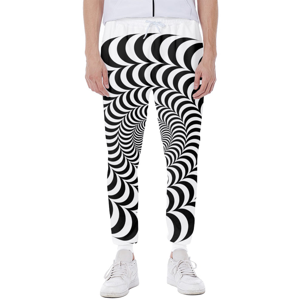 Black And White Circle Illusion Print Scuba Joggers