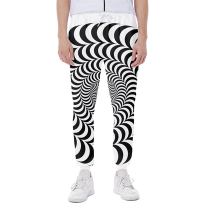 Black And White Circle Illusion Print Scuba Joggers