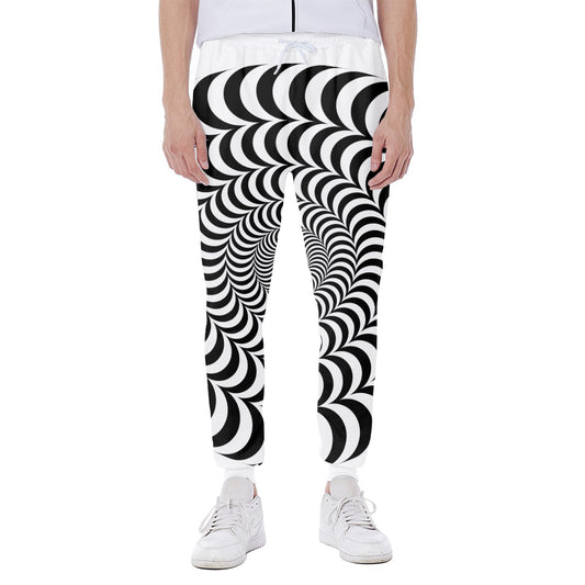 Black And White Circle Illusion Print Scuba Joggers