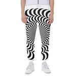 Black And White Circle Illusion Print Scuba Joggers