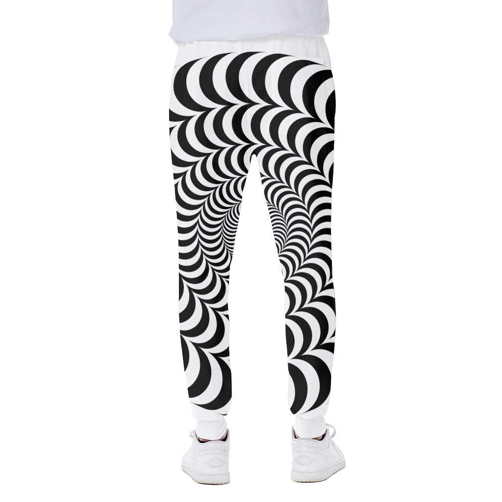 Black And White Circle Illusion Print Scuba Joggers